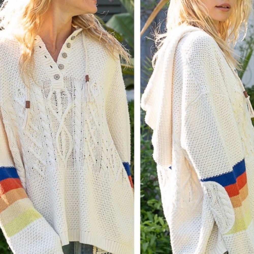 POL Hoodie /  POL Hooded Sweater with Colorful Stripes NEW  Boutique
